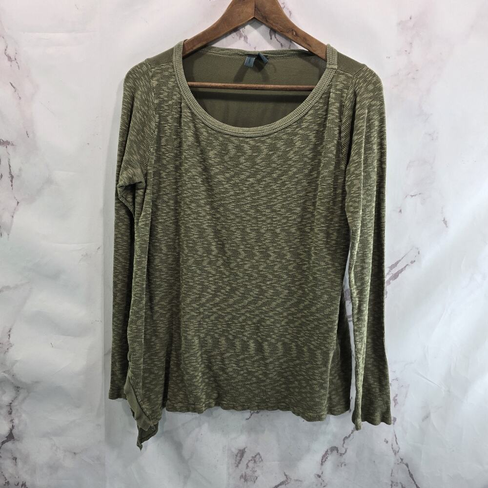 Anthropologie T Shirt Womens XS Green Long Sleeve Tee Left Of Center Army Olive